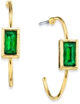 Thumbnail for your product : 2028 14K Gold-tone Square Crystal Open Hoop Stainless Steel Post Small Earrings