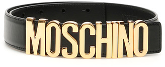moschino thick leather logo belt