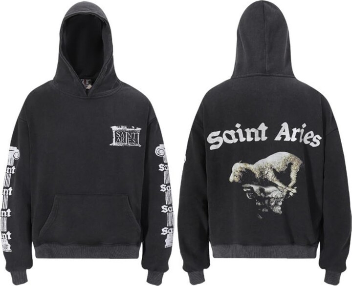 Generic 2025 Urban Art Hoodie Washed Cotton Heavyweight Pullover Vintage Graphic Print Unisex Street Top-BLACK 3||m