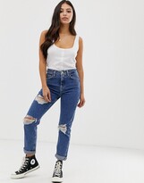 Thumbnail for your product : New Look Petite multi rip mom jeans in blue