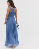 Thumbnail for your product : ASOS Petite DESIGN Petite Bridesmaid ruched bodice drape maxi dress with wrap waist