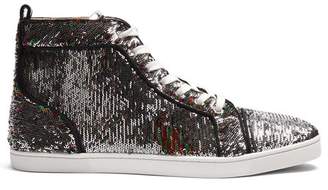 Christian Louboutin Bip Bip Orlato High Top Embellished Trainers - Womens - Silver Multi