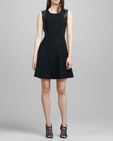 Thumbnail for your product : Rebecca Taylor Leather-Side A-Line Dress