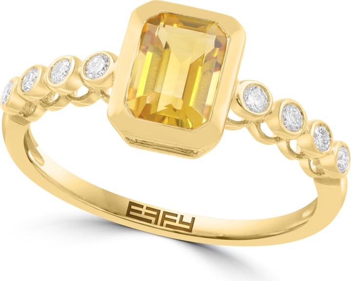 Effy Diamond (1/6 ct. t.w.) & Madeira Citrine (1-1/10 ct. t.w.) Ring in 14k Yellow Gold