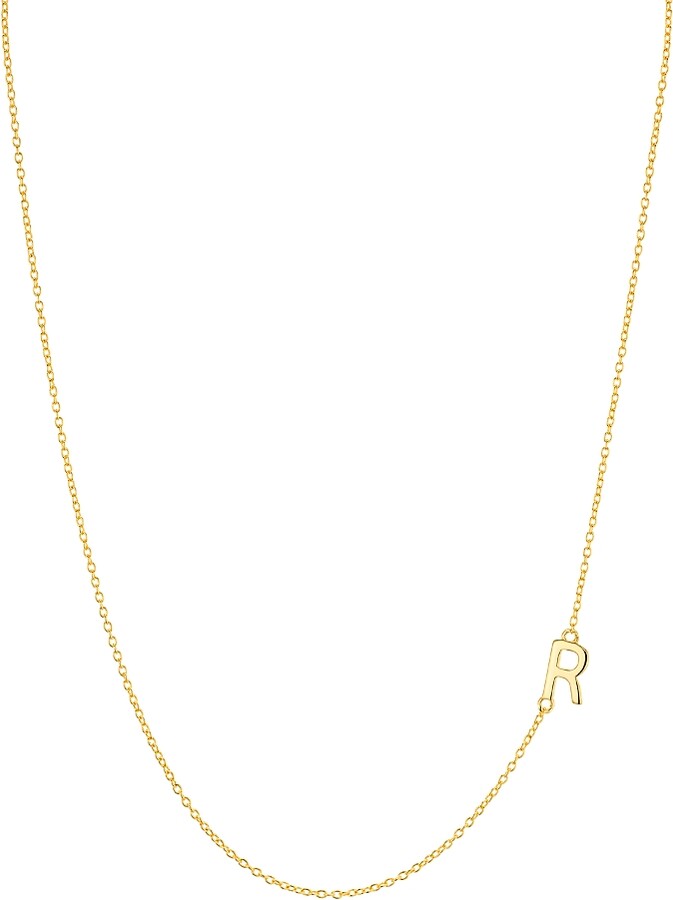 Argentovivo Asymmetrical Initial Necklace in 18K Gold-Plated Sterling Silver, 16