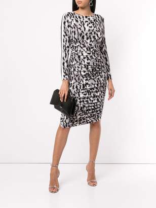 Norma Kamali leopard print striped dress