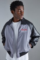 Thumbnail for your product : boohoo Boxy Embossed Pu & Contrast Nylon Bomber