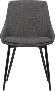Williston Forge Kierra 20" Wide Contemporary Dining Chair in Charcoal Fabric with Black Powder Coated Metal Legs