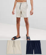 Thumbnail for your product : ASOS Design Tall Swim Shorts 2 Pack In Navy & Stone Mid Length Save