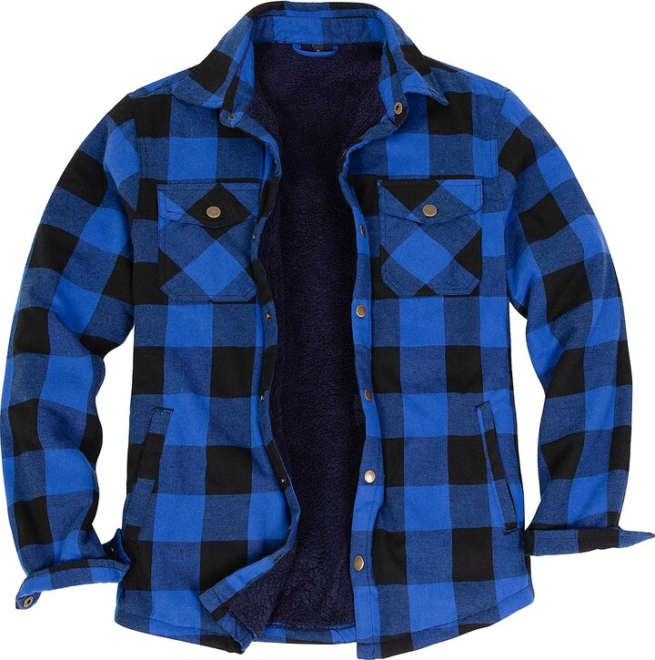 ZENTHACE Flannel Shirt Jacket for Men Sherpa Fleece Lined Flannel Shirts Lightweight Button Up