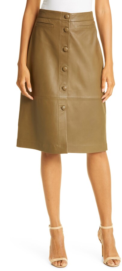khaki skirt button down