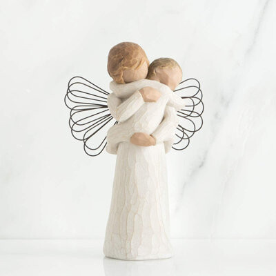 Willow Tree Angel's Embrace Holding Baby, Sculpted Hand-Painted Resin Figure