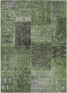 10' X 14' Gray Patchwork Washable Indoor Outdoor Area Rug