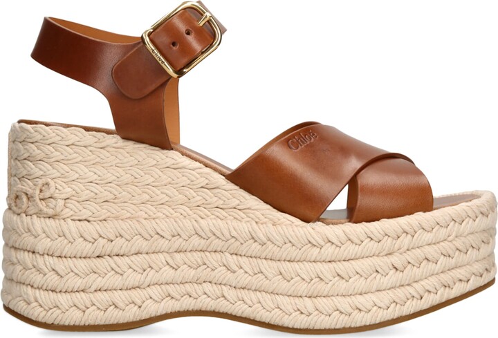 Chloé Leather Isla Wedge Espadrilles