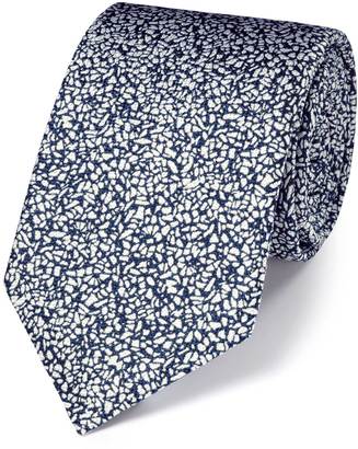 Charles Tyrwhitt White and Blue Silk End-On-End Luxury Tie Size OSFA