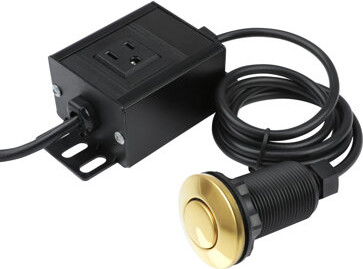 HomeMiYN Garbage Disposal Air Switch Kit, Sink Top Waste Disposer 2" Short Polished Gold On/off Push Button With Aluminum Alloy Power Module, Food Wasting Disp