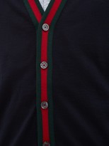Thumbnail for your product : Gucci Web Stripe Wool-knit Cardigan - Navy