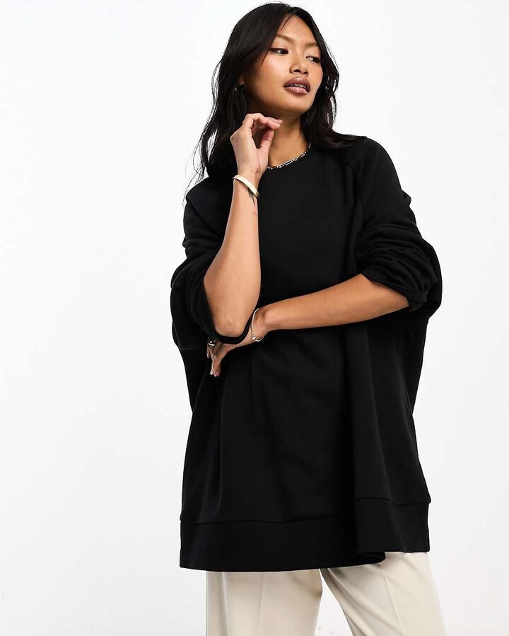 ASOS DESIGN asymmetric oversized sweatshirt in black ShopStyle