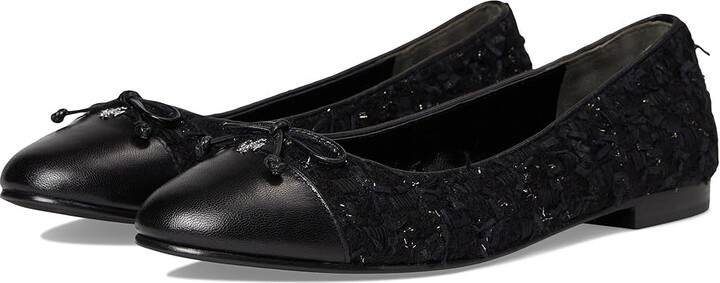 Tory Burch Cap-Toe Ballet Women's Shoes Midnight Navy/Perfect Black : 10.5 M, Leather