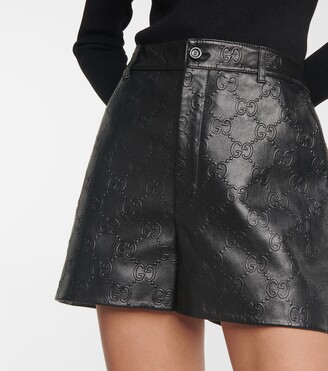 Gucci GG Supreme high-rise leather shorts