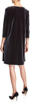 Thumbnail for your product : Caroline Rose Petite Round-Neck 3/4-Sleeve A-Line Stretch-Velvet Dress