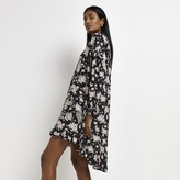 Thumbnail for your product : River Island Womens Black floral sequin embellished shirt dress