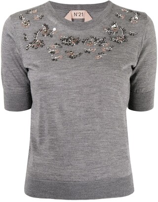 No.21 Sequin-Embellished Knitted Top