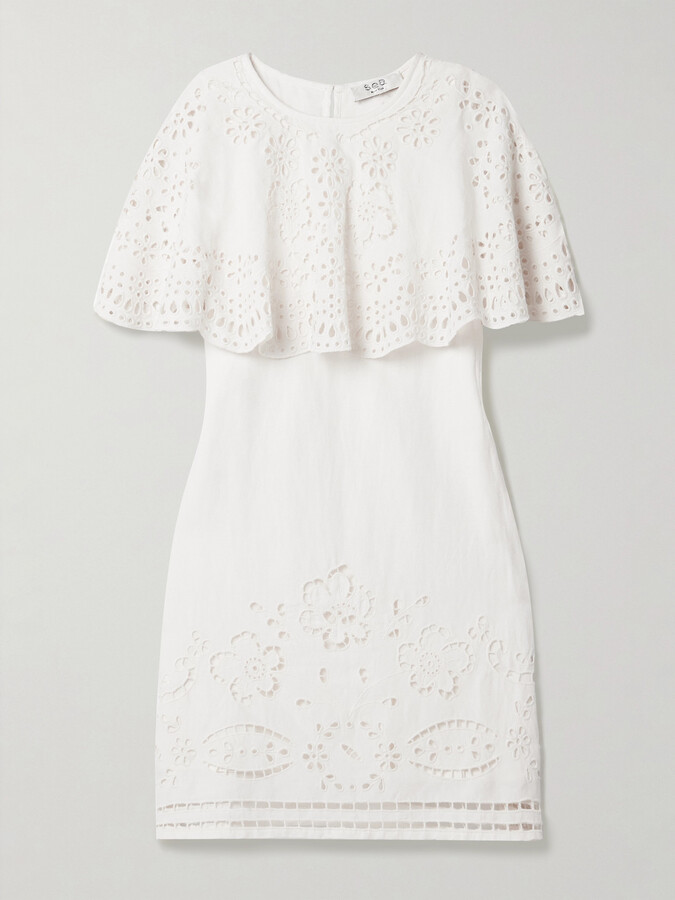Sea Lula Layered Broderie Anglaise Mini Dress - White