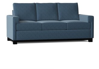 Poshbin Harrison Square Arm Sofa Body Fabric: Klein White, Leg Color: Black, Cushion Fill: Soft Foam, Width: 84 inches