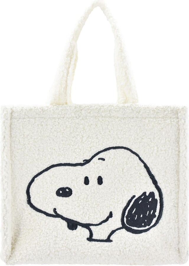 Peanuts Tote Bag, Snoopy and Woodstock Travel Handbag Side Purse with Adjustable Crossbody Shoulder Strap, White