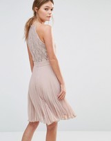 Thumbnail for your product : Elise Ryan Pleated Mini Dress With Lace Insert