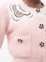 Thumbnail for your product : Self-Portrait Crystal-button Lace-insert Cardigan - Light Pink