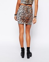 Thumbnail for your product : Motel Kimmy Mini Skirt In Leopard Print