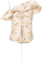Thumbnail for your product : Brock Collection Tyler floral print taffeta laced up top