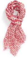 Thumbnail for your product : Tory Burch 'Fret Tile' Linen Blend Scarf