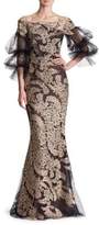 Thumbnail for your product : Marchesa Off-Shoulder Metallic Corded Lace Gown