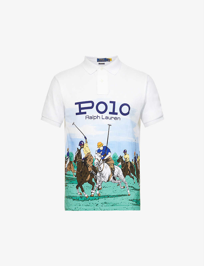 Polo Ralph Lauren Graphic print cottonpique polo shirt ShopStyle