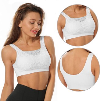 Litthing Women Sports Bra Seamless Comfortable Soft Breathable Ladies Lace  Bras Removable Padded Tops Push up Underwear Packs for Yoga Fitness  Exercise - ShopStyle