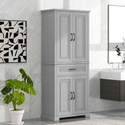 Hokku Designs Grey Bathroom Cabinetry - Spacious 1 Adjustable Shelf Tipping Cabinet In Finish Multiple Compartments