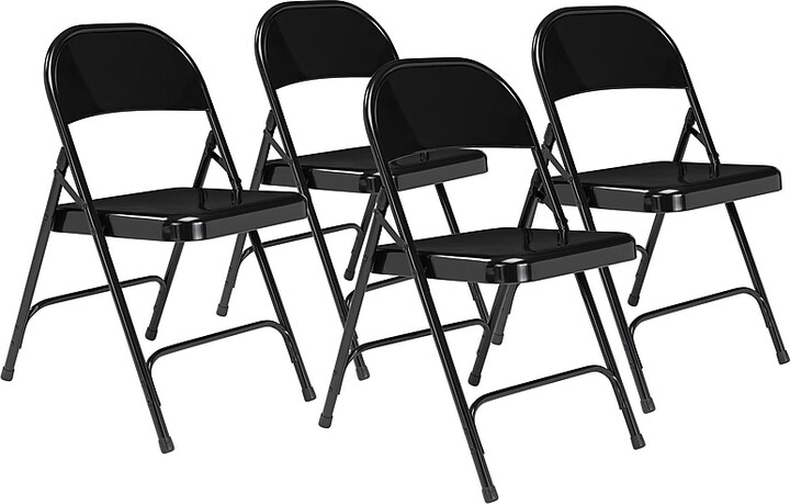 National Public Seating NPS 50 Series Metal All-Steel Folding Chair, Black, 4/Pack (510/4)