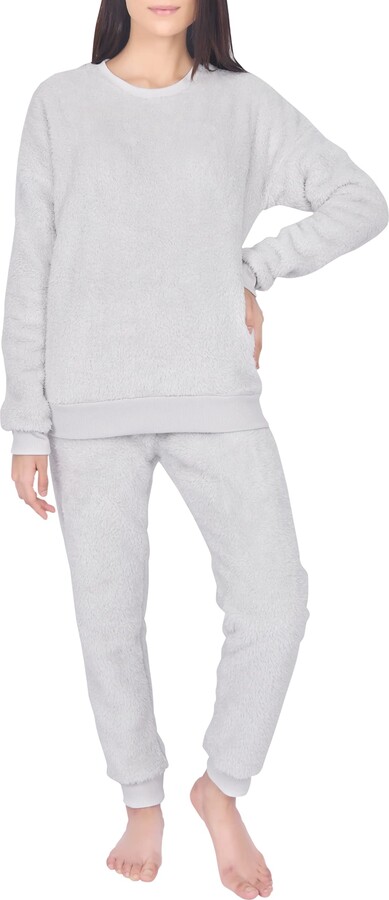 Karen Neuburger Womens Long Sleeve Minky Fleece Pajama Set Pj