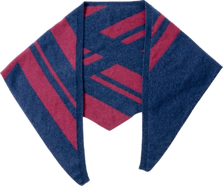 Màiri M Macleod Blue / Red Doli Midnight - Large Triangle Scarf - Navy/Burgundy - Cashmere