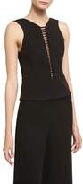 Narciso Rodriguez Sculpted Sleeveless Top with Ladder Inset, Black