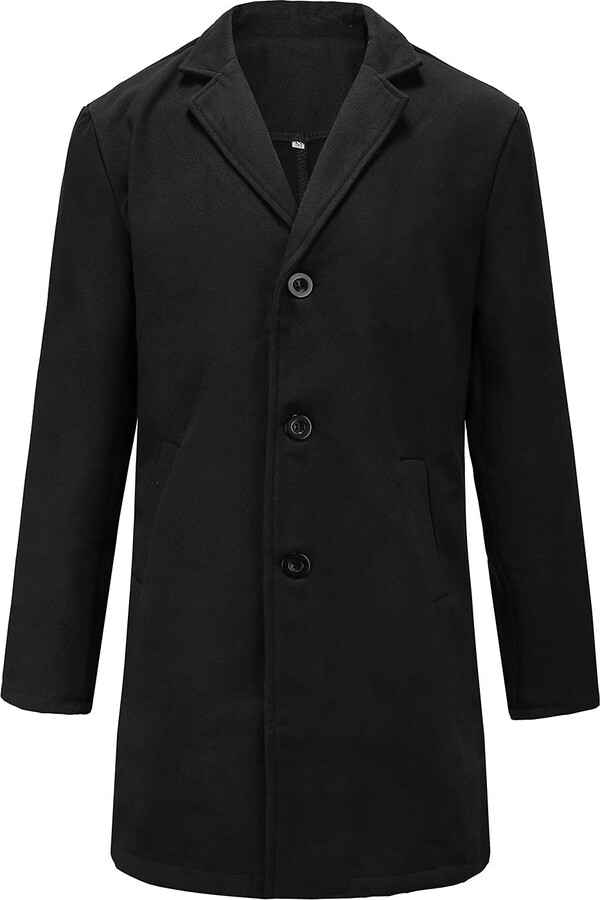 GesOes Men's Windbreaker Coat Business Casual Double Breasted Turndown