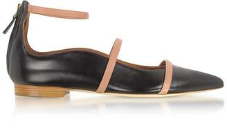 Malone Souliers Robyn Flat Black and Nude Nappa Leather Ballerinas