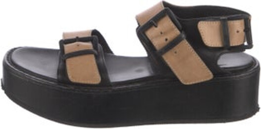 Ann Demeulemeester Leather Slingback Sandals Black Platform Unfortunately due to restrictions this item may not be eligible for shipping in all areas.