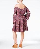 Thumbnail for your product : Love Squared Trendy Plus Size Printed Cold-Shoulder Peasant Dress