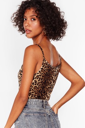 Nasty Gal Womens Leopard Print Spaghetti Strap Bodysuit - Brown - S
