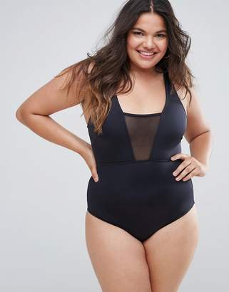 ASOS Curve CURVE Mesh Insert Supportive Swimsuit