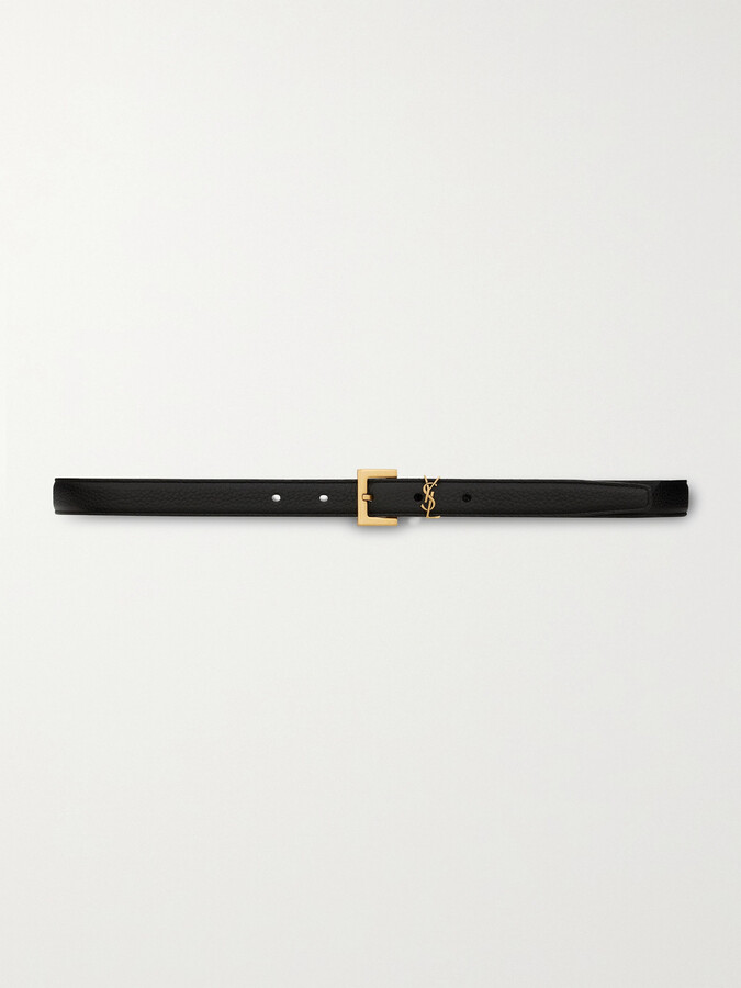 Saint Laurent Monogram Leather Belt in Black